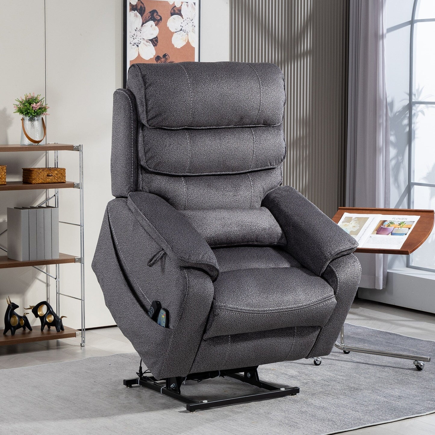 Fauteuil inclinable électrique surdimensionné avec massage thermique, 180° en position allongée