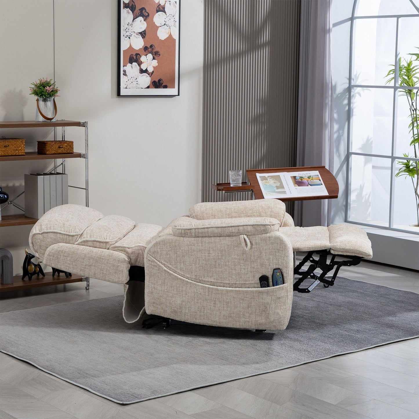 Fauteuil inclinable électrique surdimensionné avec massage thermique, 180° en position allongée