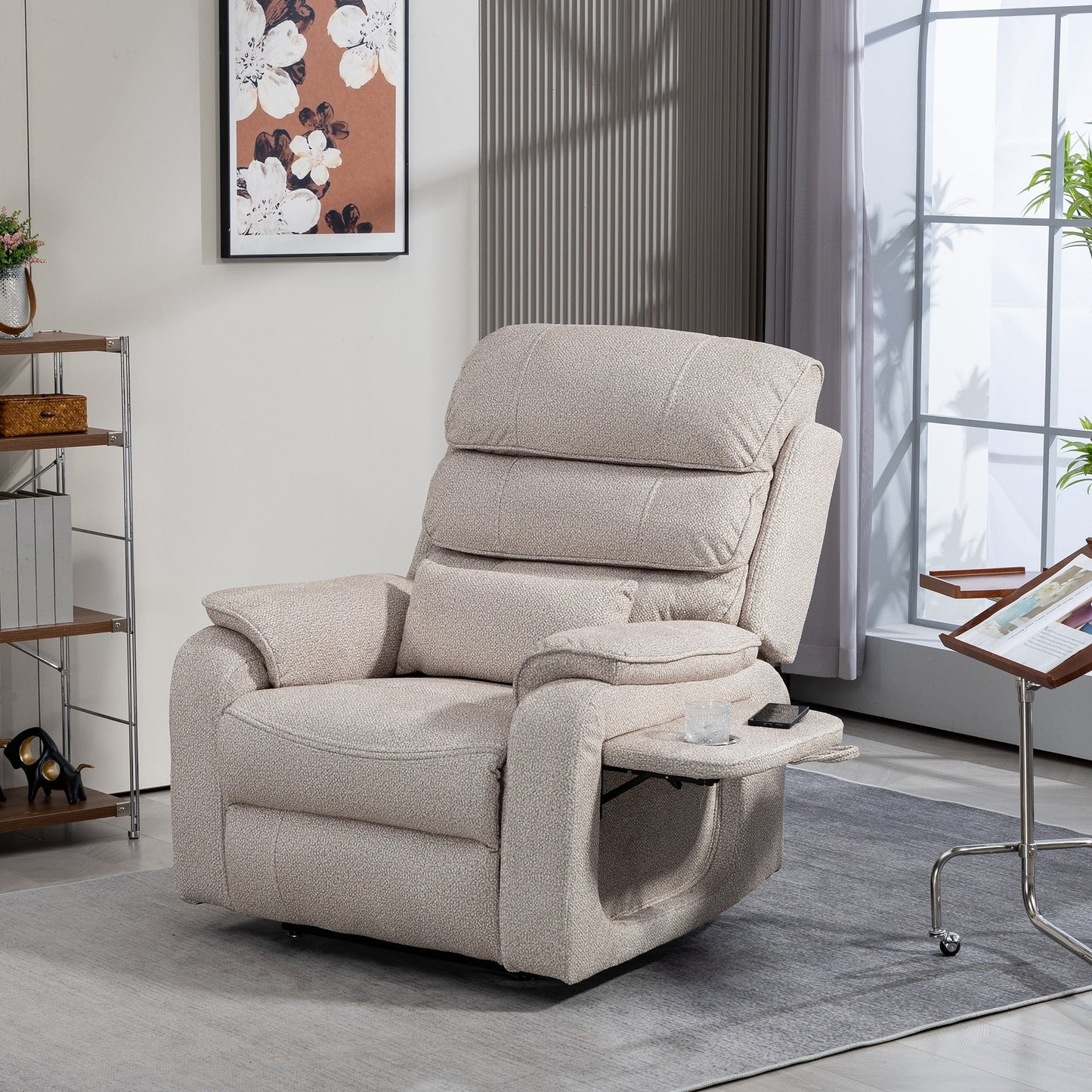 Fauteuil inclinable électrique surdimensionné avec massage thermique, 180° en position allongée