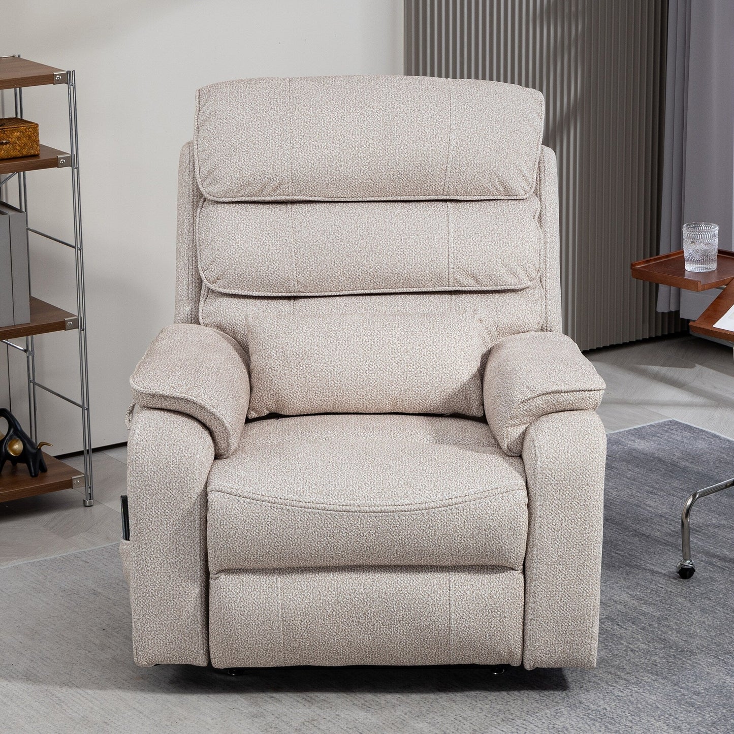 Fauteuil inclinable électrique surdimensionné avec massage thermique, 180° en position allongée