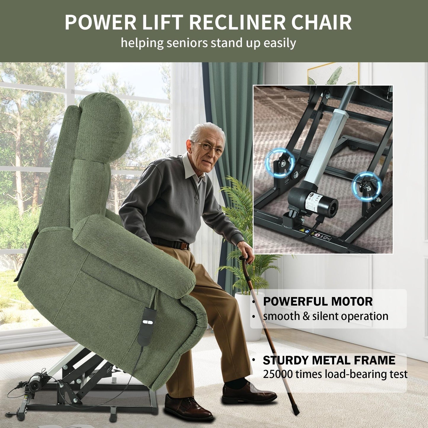 Fauteuil inclinable électrique surdimensionné pour personnes âgées