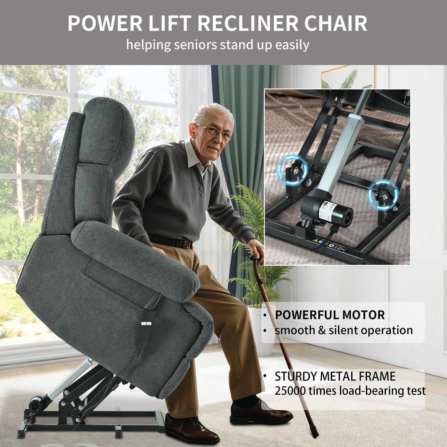 Fauteuil inclinable électrique surdimensionné pour personnes âgées