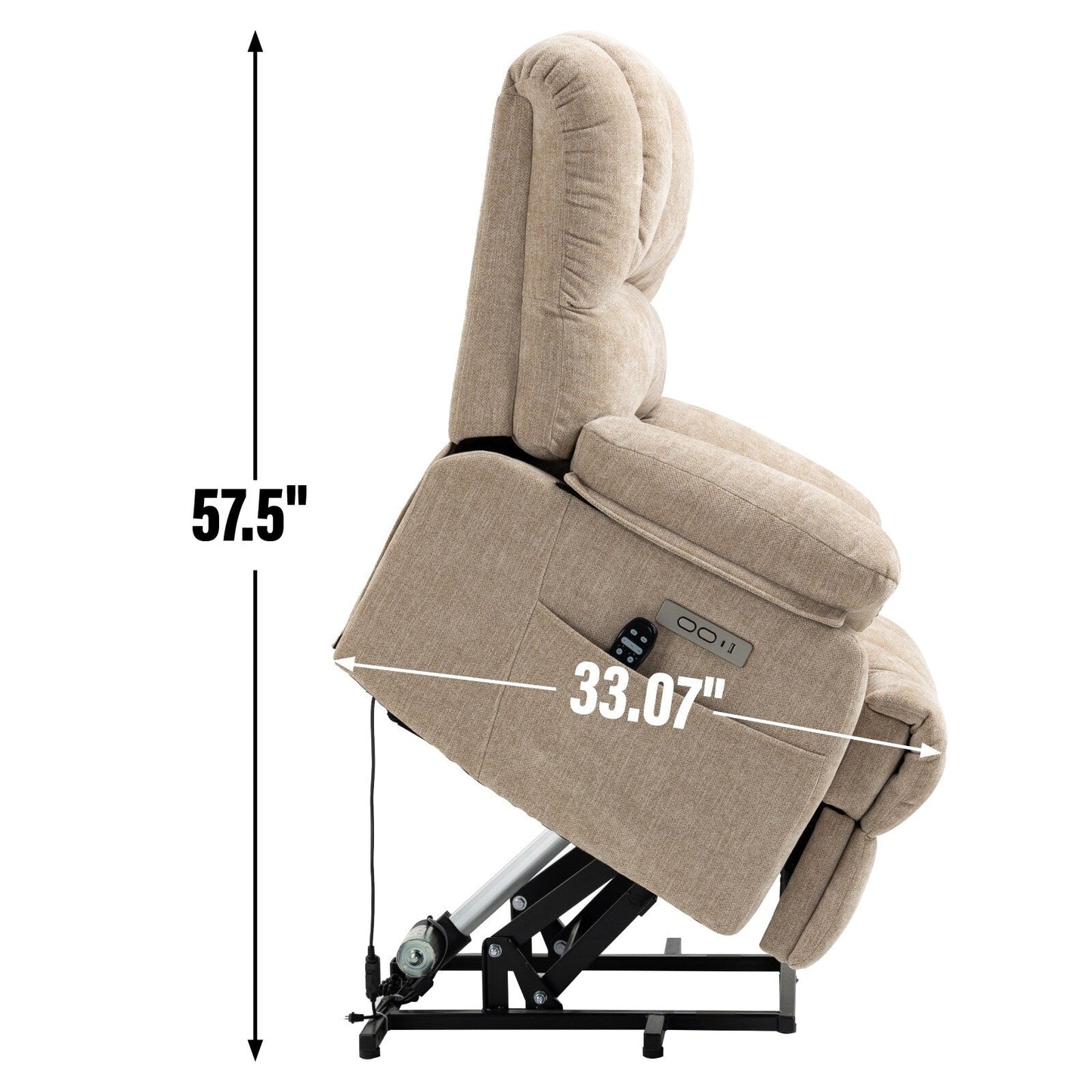 Fauteuil inclinable électrique surdimensionné avec massage, chauffage, vibrations à 8 points, chauffage lombaire, port USB, deux poches latérales