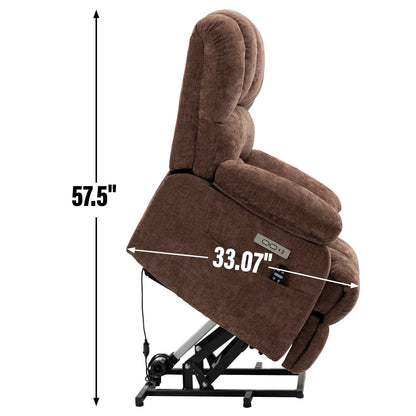 Fauteuil inclinable électrique surdimensionné avec massage, chauffage, vibrations à 8 points, chauffage lombaire, port USB, deux poches latérales