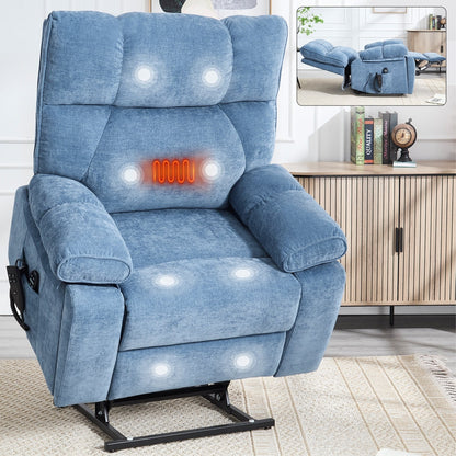 Fauteuil inclinable électrique surdimensionné avec deux moteurs, fonctions de chauffage et de massage, inclinaison à positions infinies, porte-gobelets dissimulés