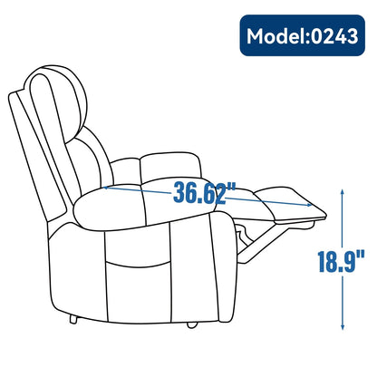 Fauteuil inclinable électrique surdimensionné avec deux moteurs, fonctions de chauffage et de massage, inclinaison à positions infinies, porte-gobelets dissimulés