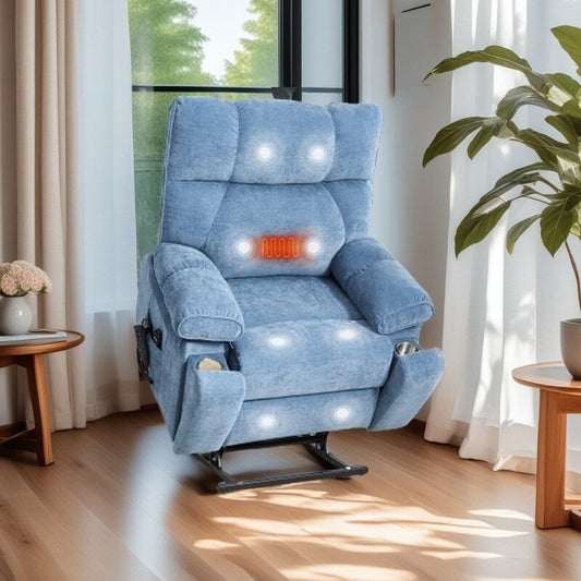 Fauteuil inclinable électrique surdimensionné avec deux moteurs, fonctions de chauffage et de massage, inclinaison à positions infinies, porte-gobelets dissimulés