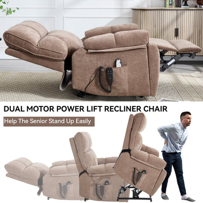 Fauteuil inclinable électrique surdimensionné avec deux moteurs, fonctions de chauffage et de massage, inclinaison à positions infinies, porte-gobelets dissimulés