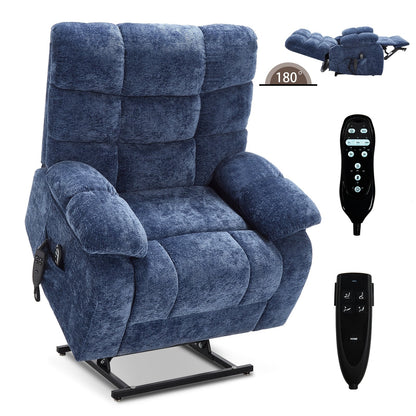Fauteuil inclinable électrique surdimensionné avec deux moteurs, chauffage et massage, inclinaison infinie (capacité de 158 kg), télécommande