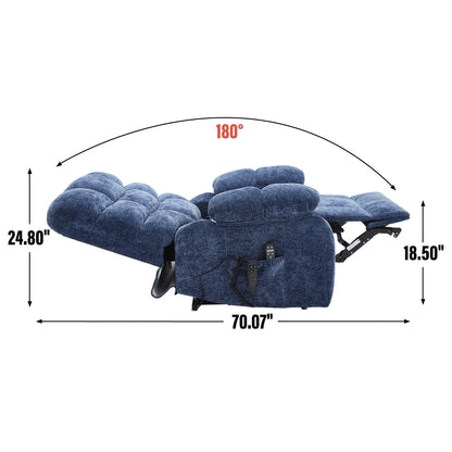 Fauteuil inclinable électrique surdimensionné avec deux moteurs, chauffage et massage, inclinaison infinie (capacité de 158 kg), télécommande