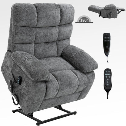 Fauteuil inclinable électrique surdimensionné avec deux moteurs, chauffage et massage, inclinaison infinie (capacité de 158 kg), télécommande