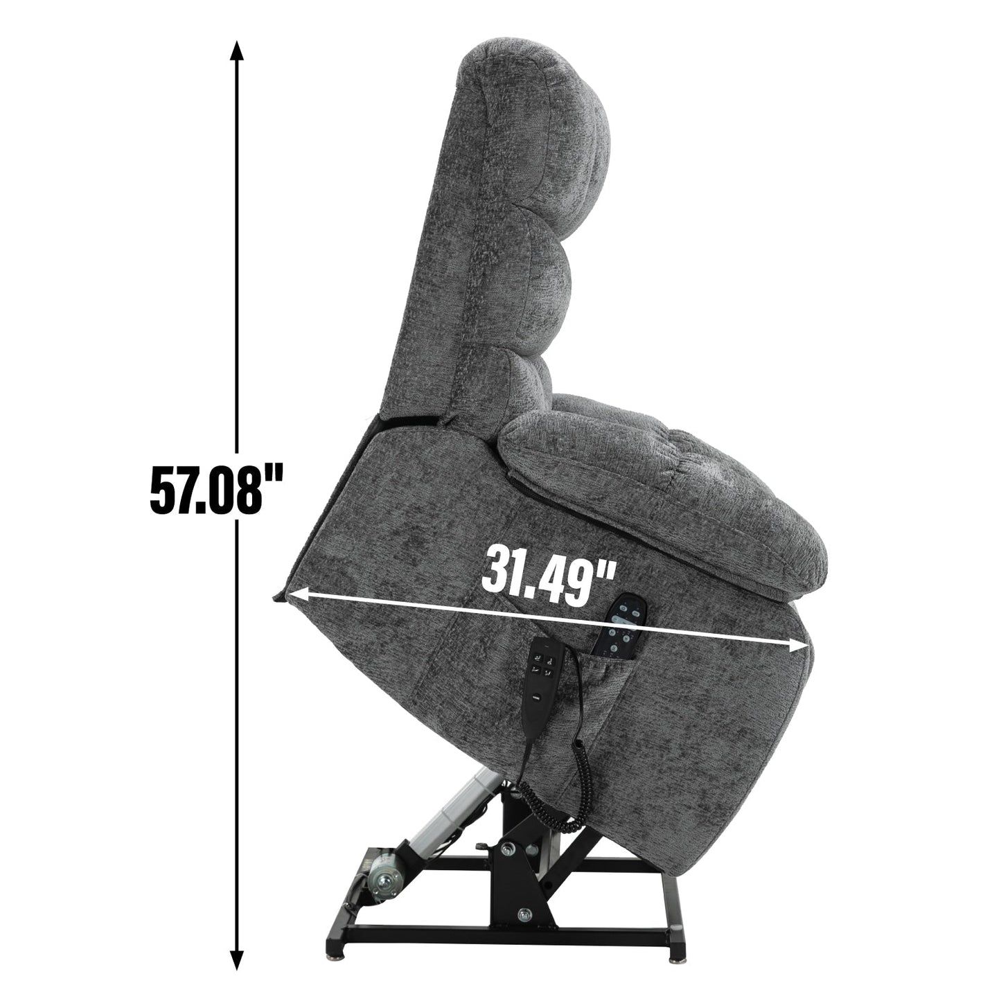 Fauteuil inclinable électrique surdimensionné avec deux moteurs, chauffage et massage, inclinaison infinie (capacité de 158 kg), télécommande