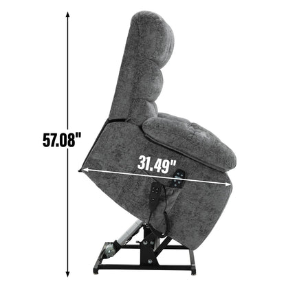 Fauteuil inclinable électrique surdimensionné avec deux moteurs, chauffage et massage, inclinaison infinie (capacité de 158 kg), télécommande