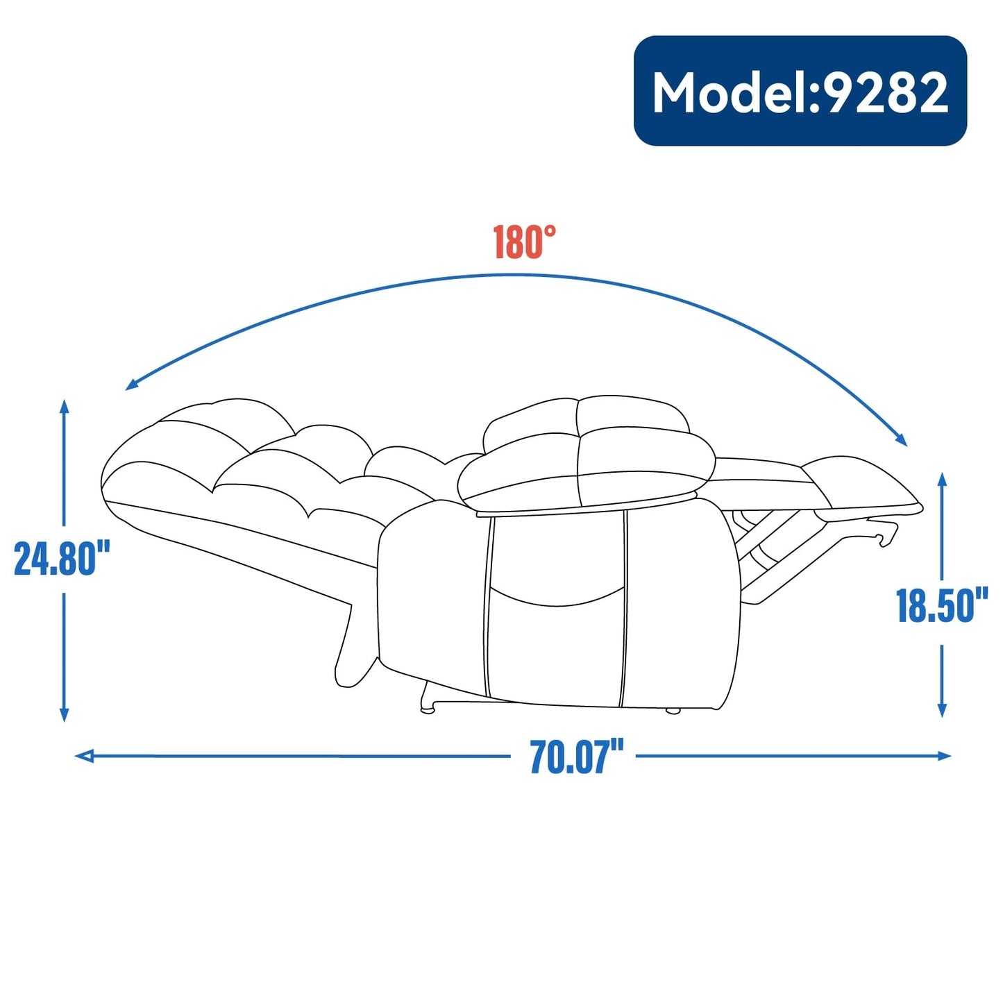 Fauteuil inclinable électrique surdimensionné avec deux moteurs, chauffage et massage, inclinaison infinie (capacité de 158 kg), télécommande