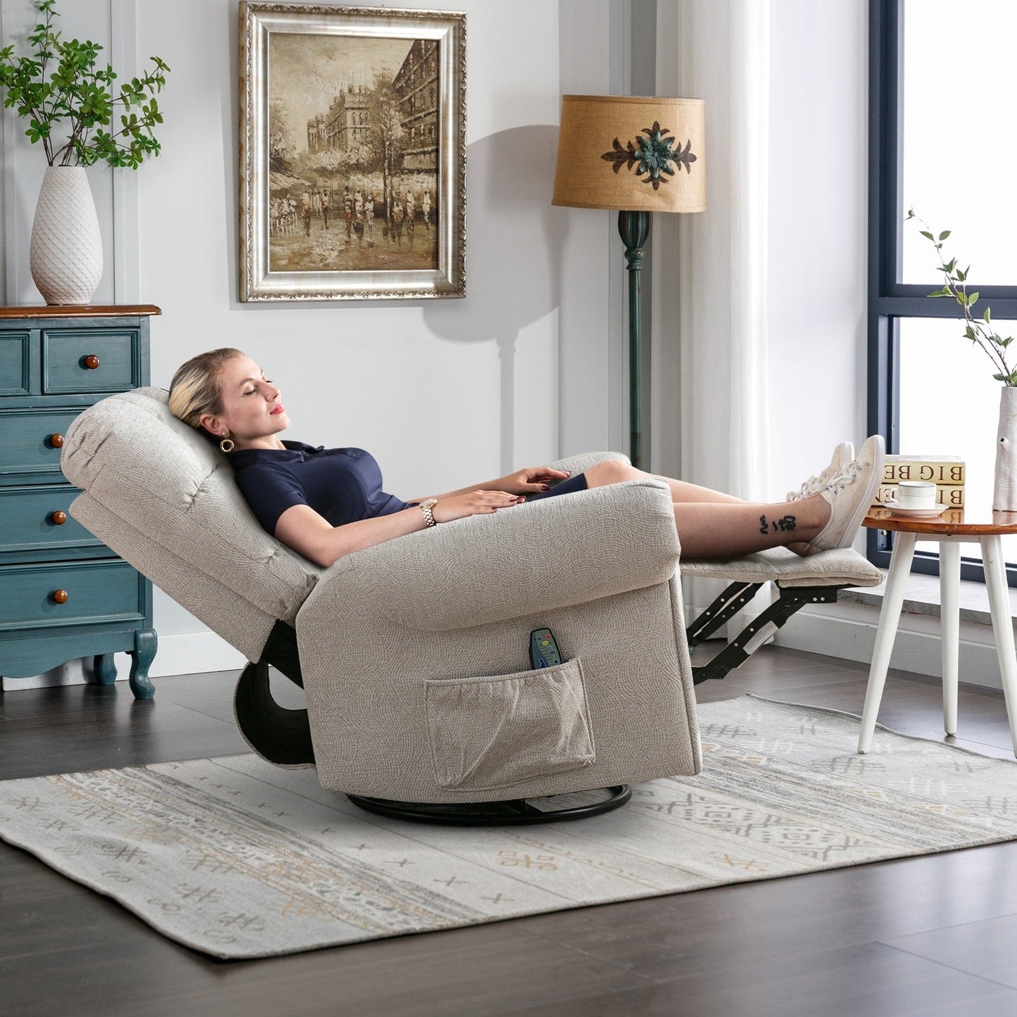 Fauteuils inclinables pivotants surdimensionnés à bascule manuels pour hommes de grande taille