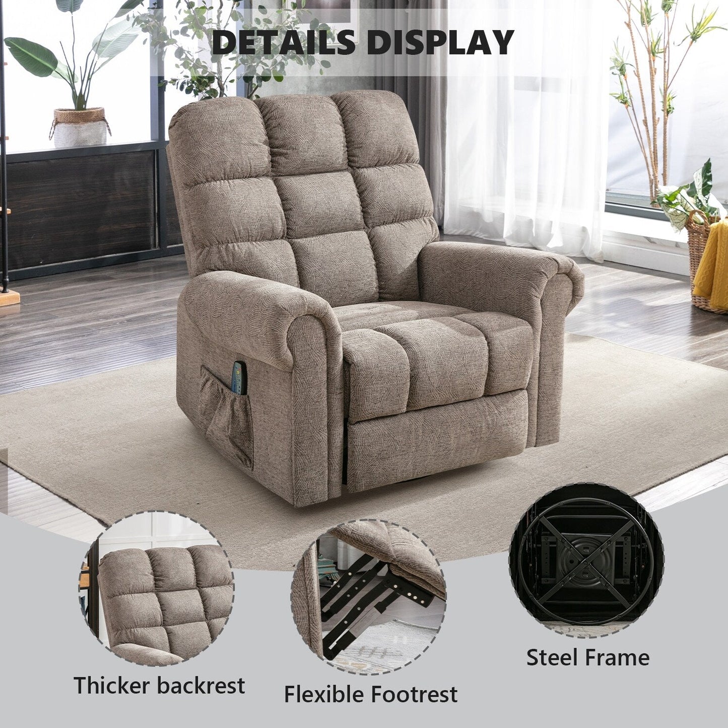 Fauteuils inclinables pivotants surdimensionnés à bascule manuels pour hommes de grande taille