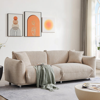 Canapé Sherpa surdimensionné - Structure en bois massif et 2 oreillers