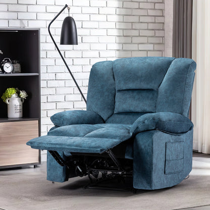Fauteuil inclinable manuel rembourré surdimensionné avec massage par vibrations à 8 points, chauffage lombaire, 2 poches latérales