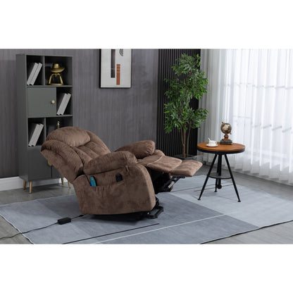 Fauteuil inclinable électrique surdimensionné en velours avec massage, chauffage lombaire, 2 poches latérales et port USB