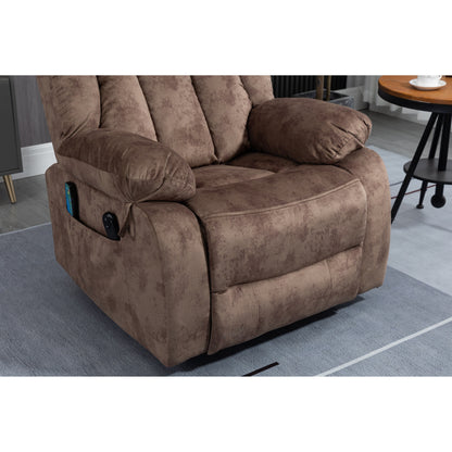 Fauteuil inclinable électrique surdimensionné en velours avec massage, chauffage lombaire, 2 poches latérales et port USB