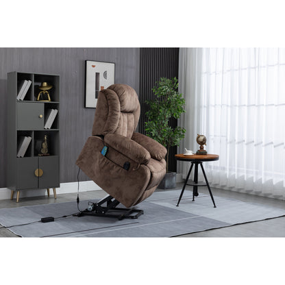 Fauteuil inclinable électrique surdimensionné en velours avec massage, chauffage lombaire, 2 poches latérales et port USB