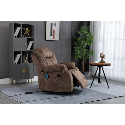 Fauteuil inclinable électrique surdimensionné en velours avec massage, chauffage lombaire, 2 poches latérales et port USB