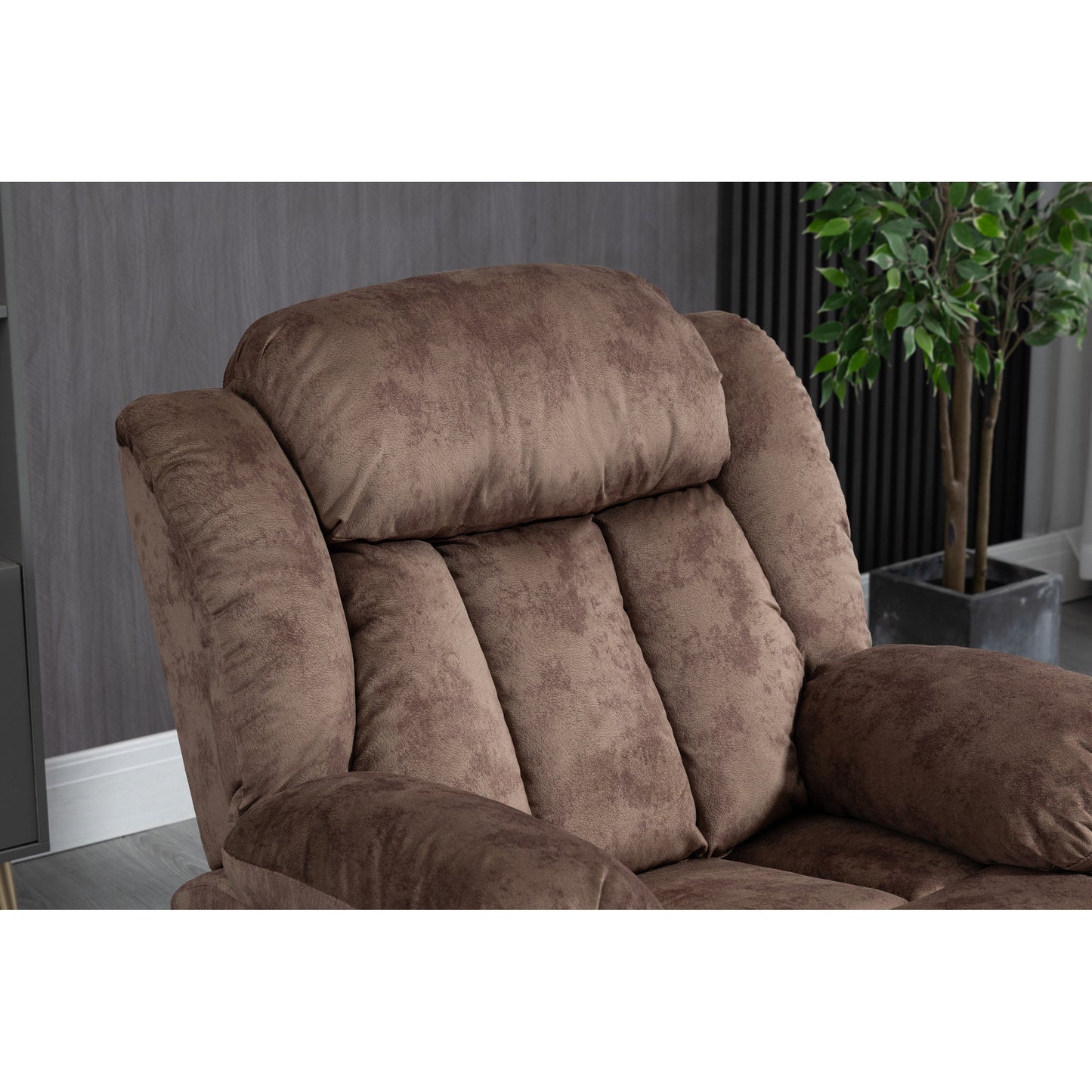 Fauteuil inclinable électrique surdimensionné en velours avec massage, chauffage lombaire, 2 poches latérales et port USB