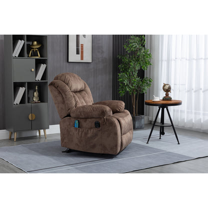 Fauteuil inclinable électrique surdimensionné en velours avec massage, chauffage lombaire, 2 poches latérales et port USB