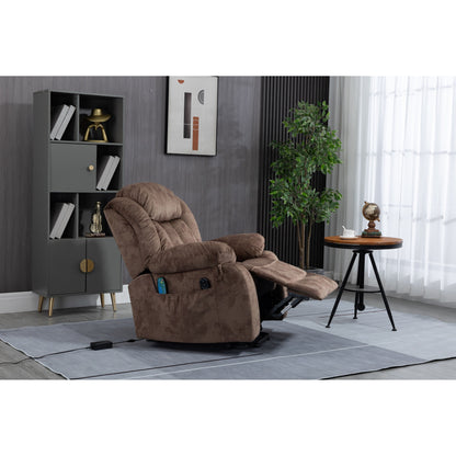 Fauteuil inclinable électrique surdimensionné en velours avec massage, chauffage lombaire, 2 poches latérales et port USB