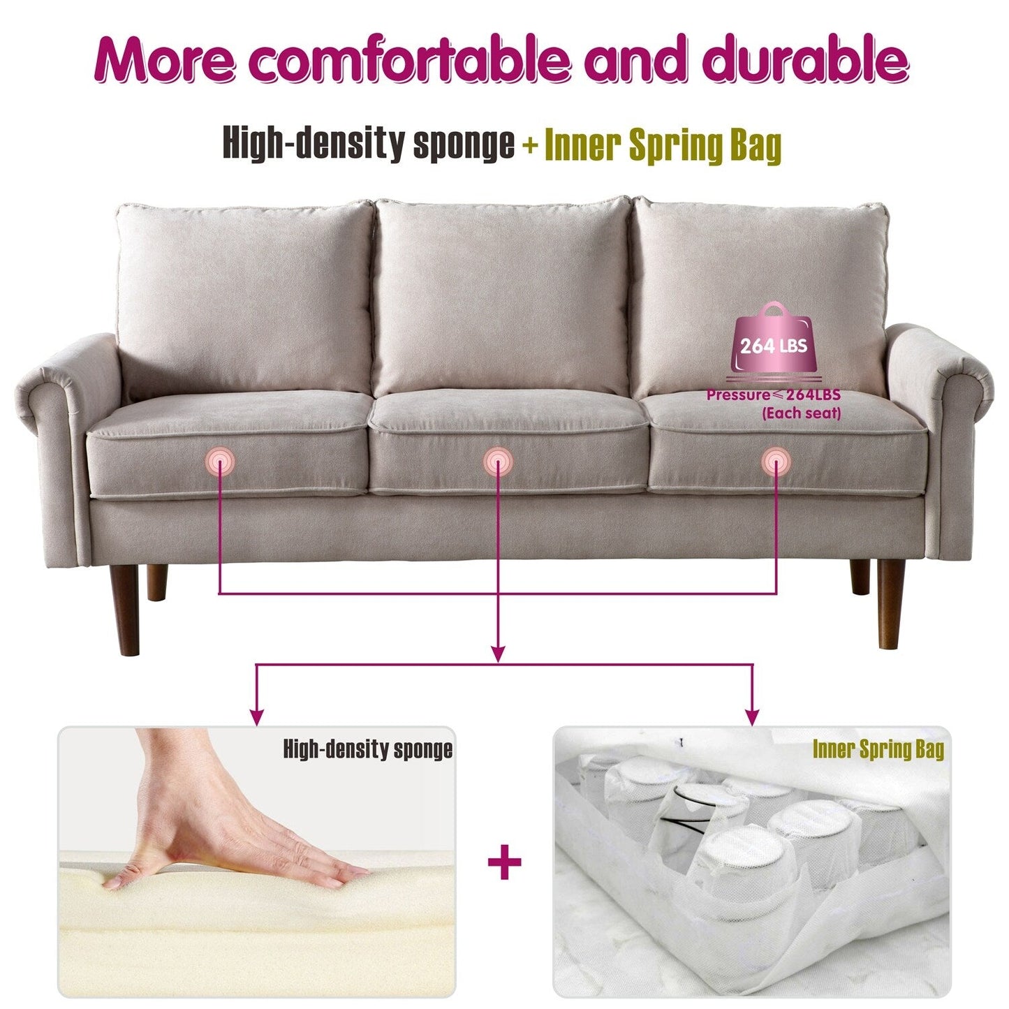 Canapé rembourré OVIOS du milieu du siècle