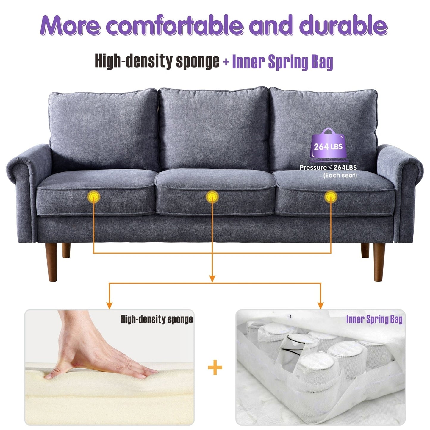 Canapé rembourré OVIOS du milieu du siècle