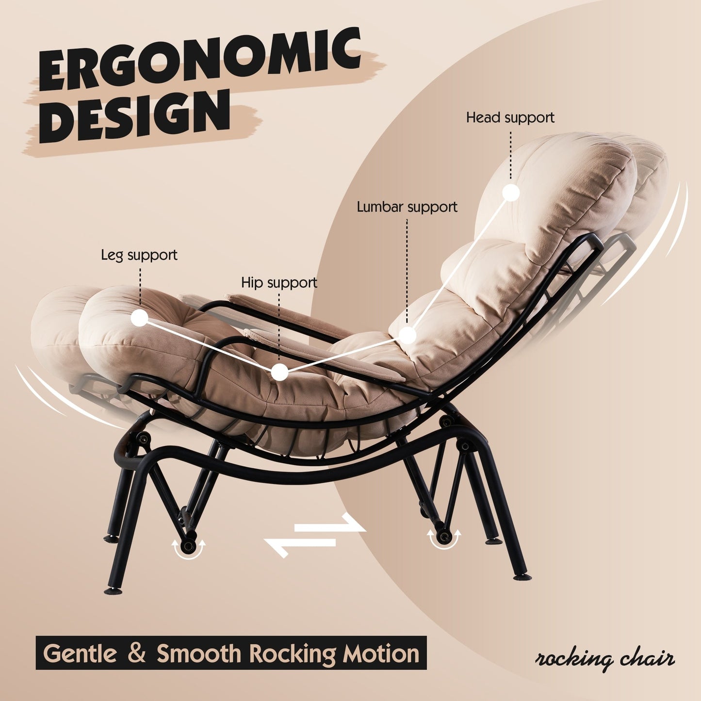 Fauteuil d'appoint de salon OVIOS Fauteuil inclinable à bascule avec pouf