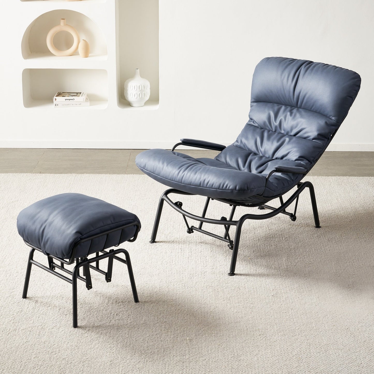 Fauteuil d'appoint de salon OVIOS Fauteuil inclinable à bascule avec pouf