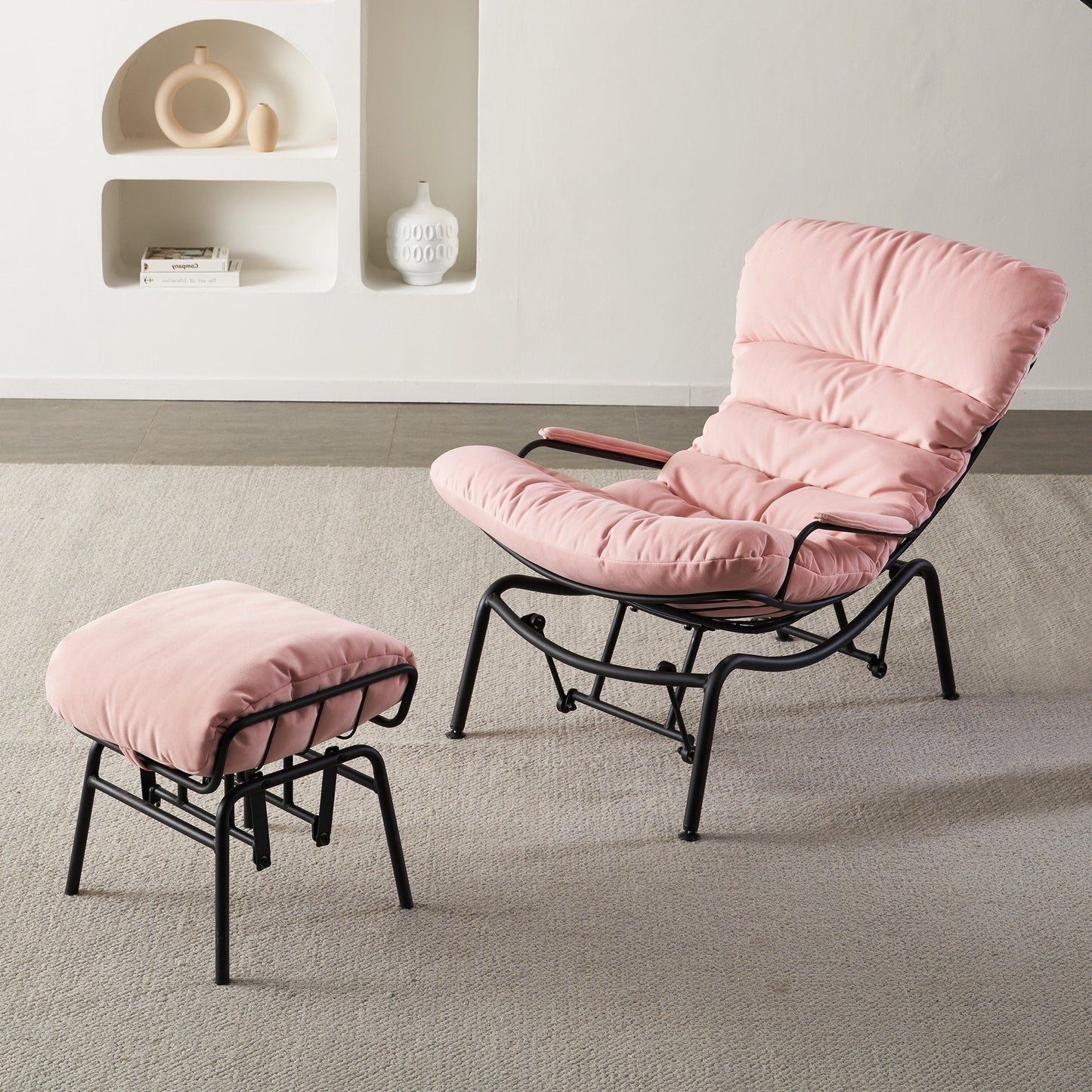 Fauteuil d'appoint de salon OVIOS Fauteuil inclinable à bascule avec pouf