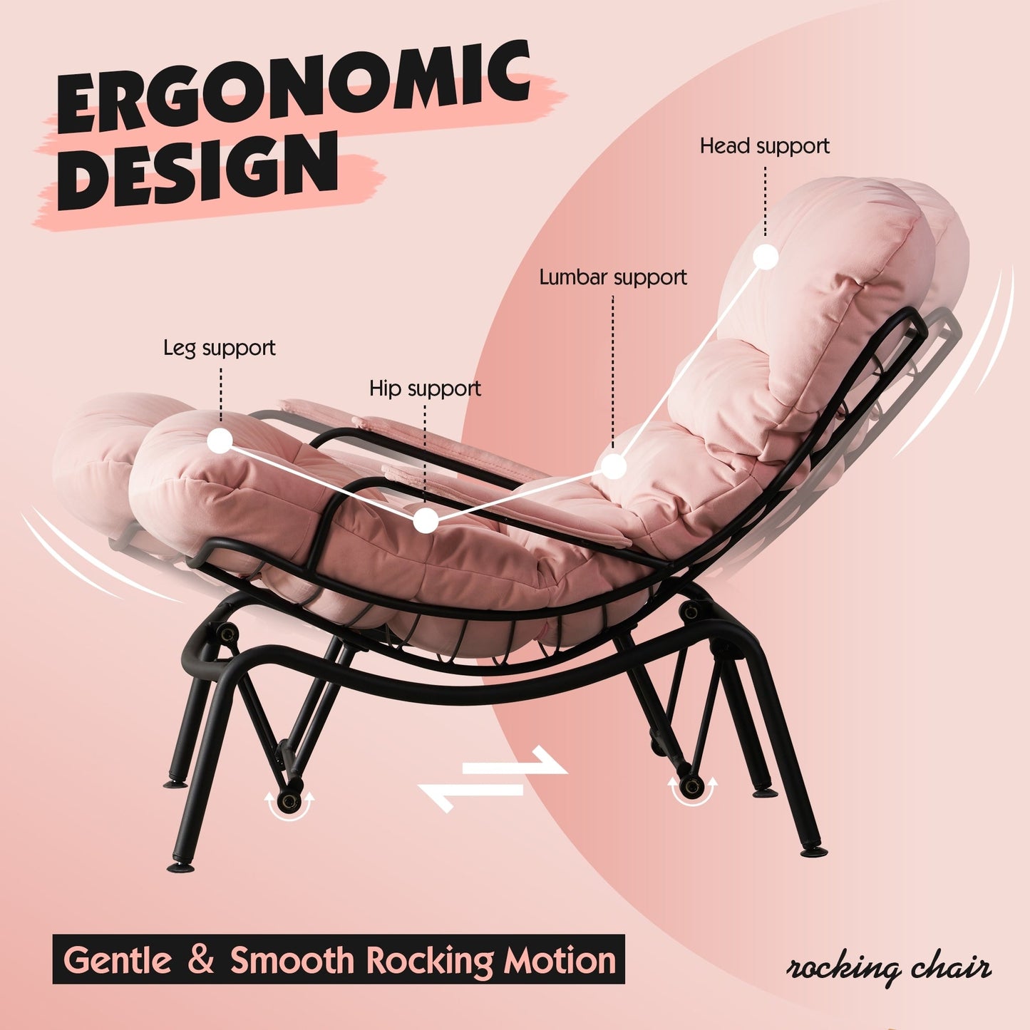 Fauteuil d'appoint de salon OVIOS Fauteuil inclinable à bascule avec pouf