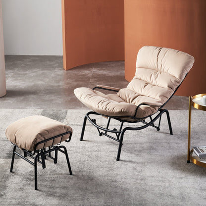 Fauteuil d'appoint de salon OVIOS Fauteuil inclinable à bascule avec pouf