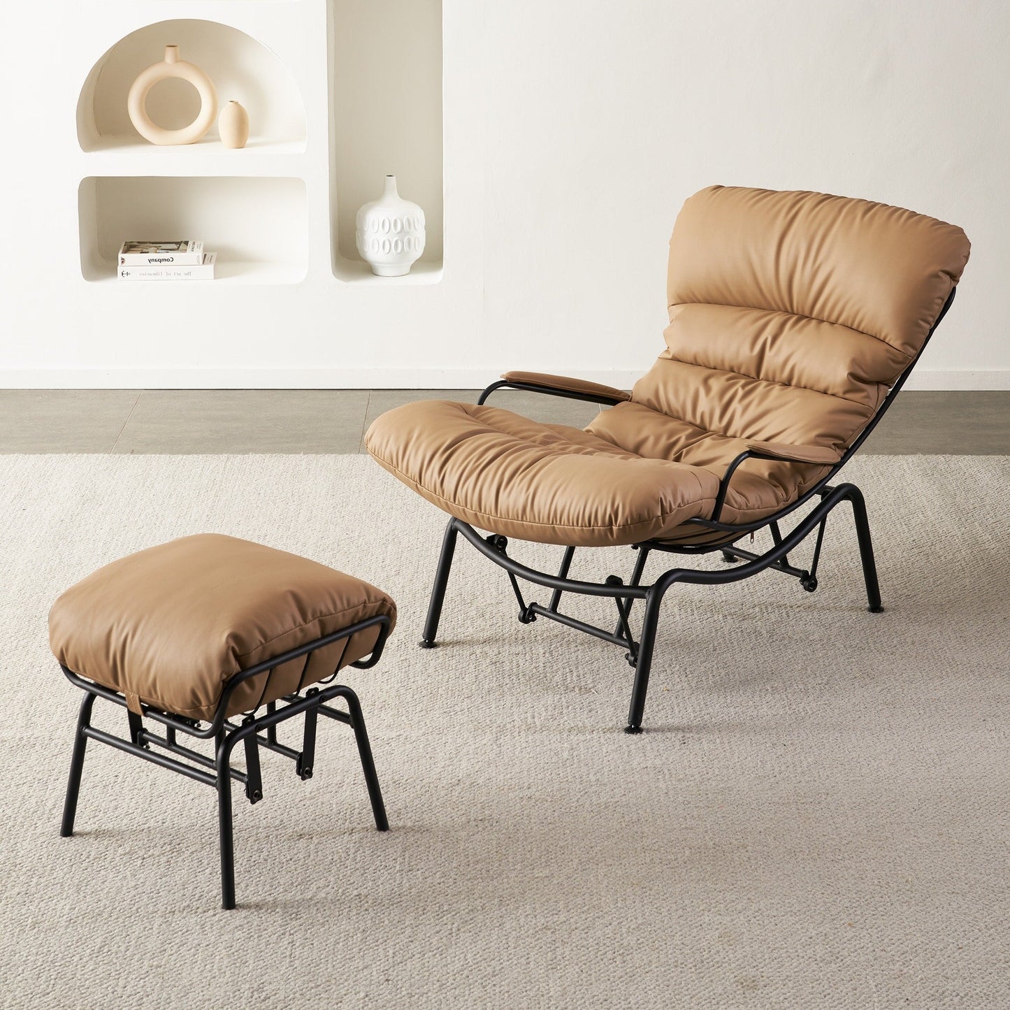 Fauteuil d'appoint de salon OVIOS Fauteuil inclinable à bascule avec pouf