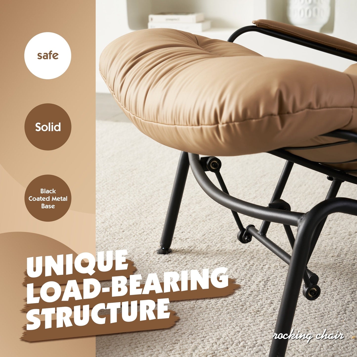 Fauteuil d'appoint de salon OVIOS Fauteuil inclinable à bascule avec pouf