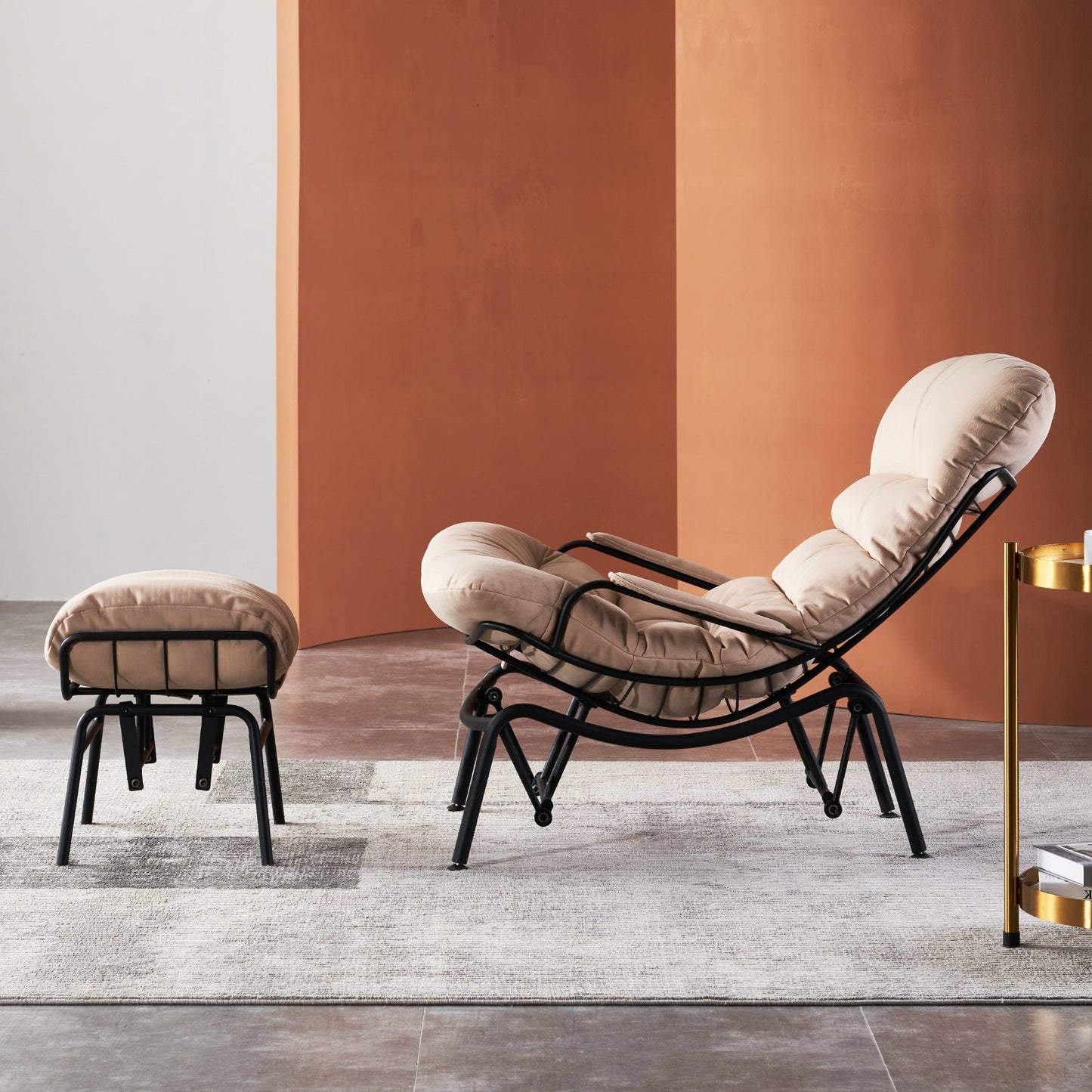 Fauteuil d'appoint de salon OVIOS Fauteuil inclinable à bascule avec pouf