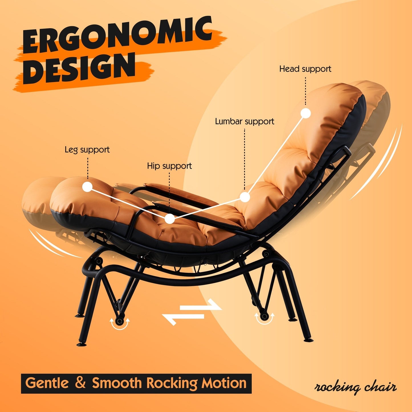 Fauteuil d'appoint de salon OVIOS Fauteuil inclinable à bascule avec pouf