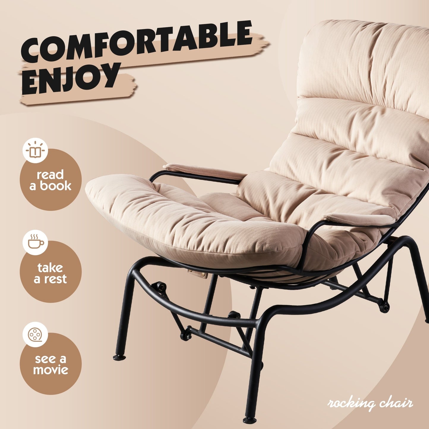 Fauteuil d'appoint de salon OVIOS Fauteuil inclinable à bascule avec pouf