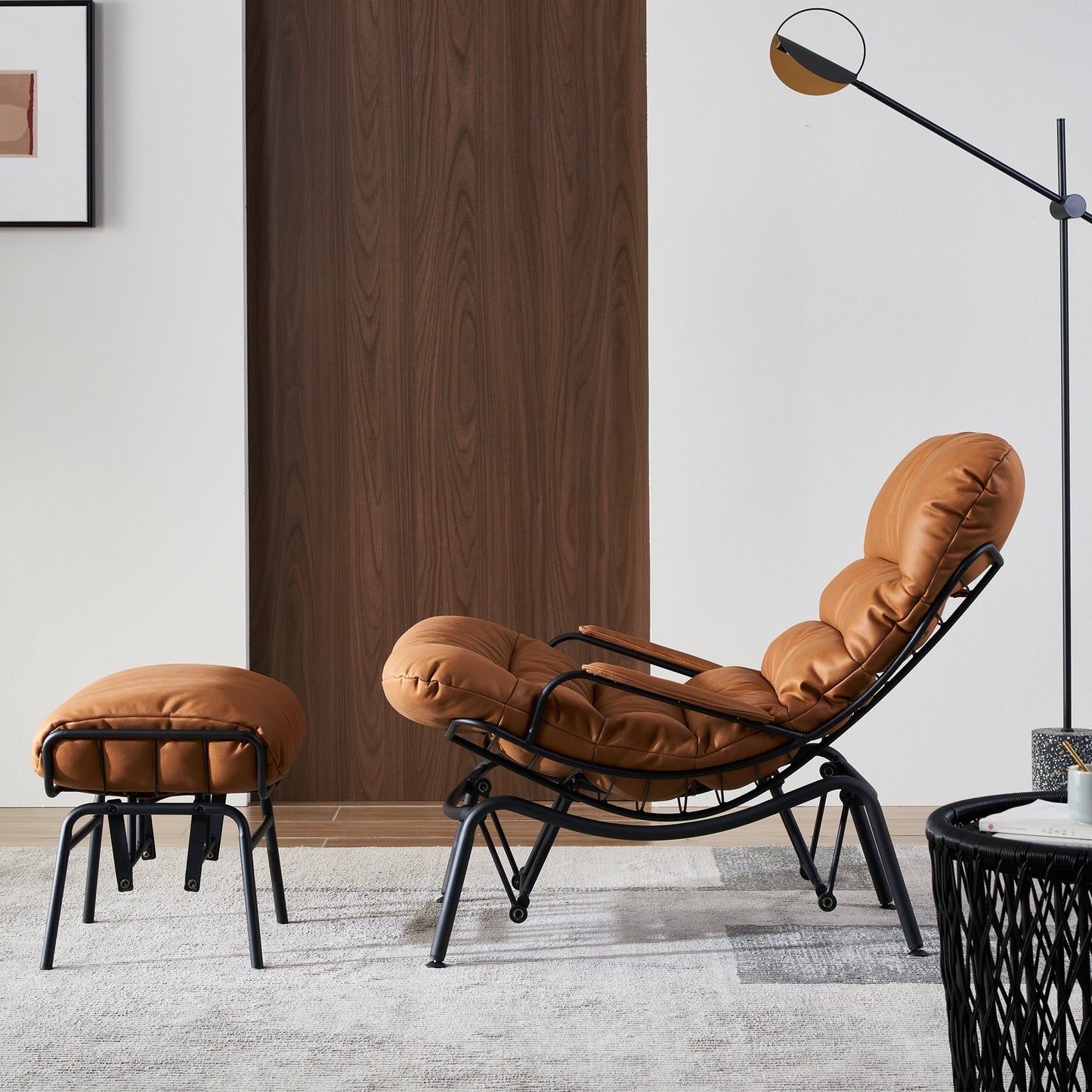 Fauteuil d'appoint de salon OVIOS Fauteuil inclinable à bascule avec pouf