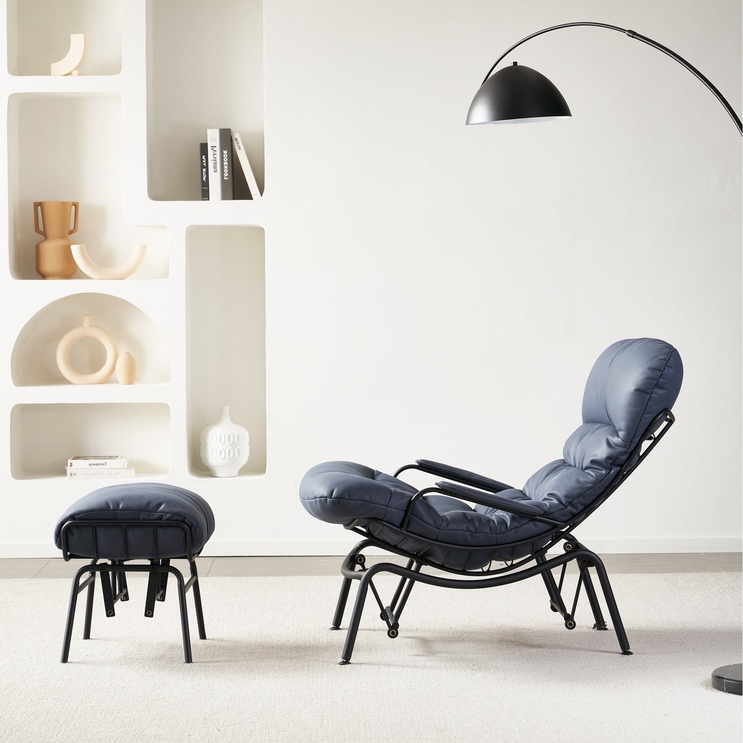 Fauteuil d'appoint de salon OVIOS Fauteuil inclinable à bascule avec pouf