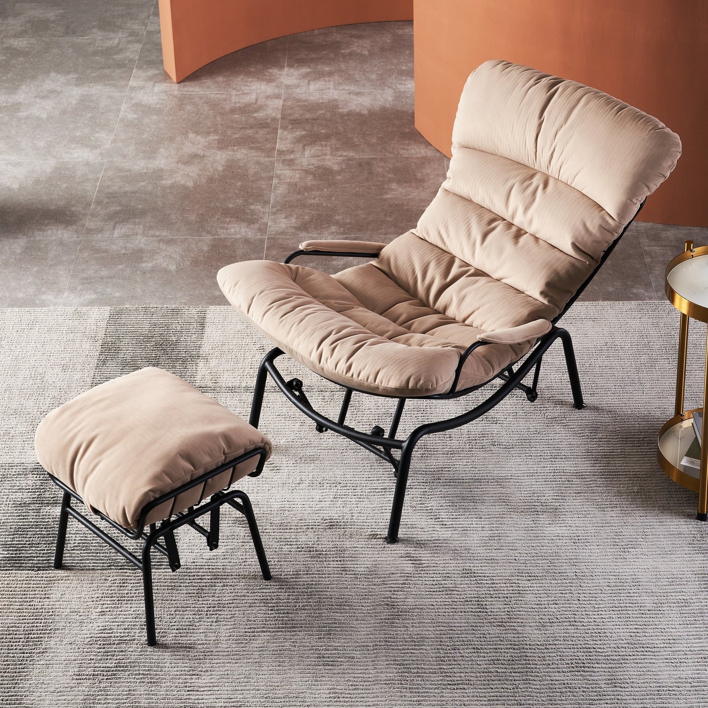 Fauteuil d'appoint de salon OVIOS Fauteuil inclinable à bascule avec pouf