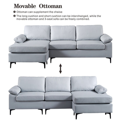 Canapé méridienne réversible OVIOS avec coussins moelleux et pieds en métal