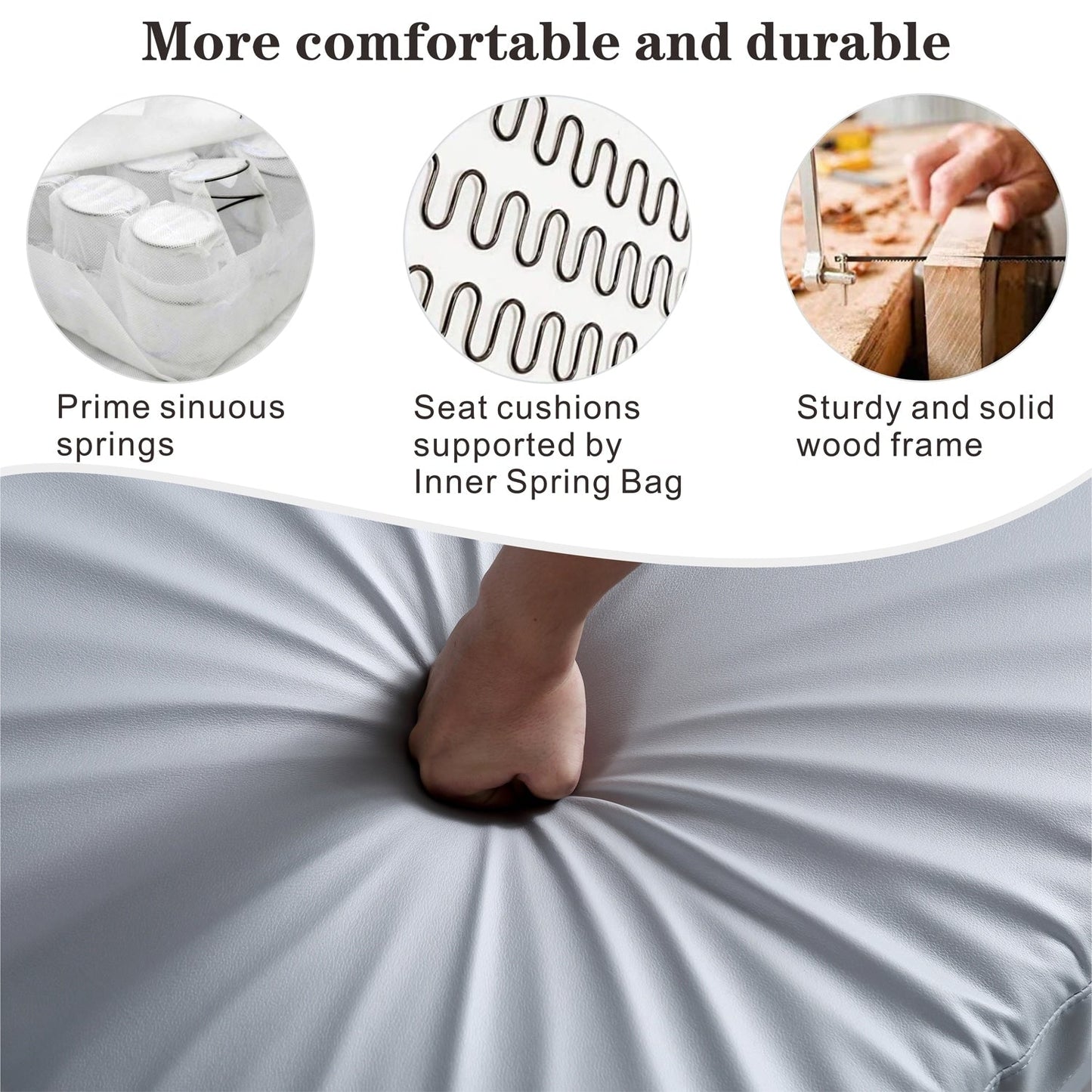 Canapé méridienne réversible OVIOS avec coussins moelleux et pieds en métal