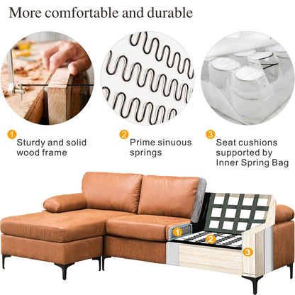 Canapé méridienne réversible OVIOS avec coussins moelleux et pieds en métal