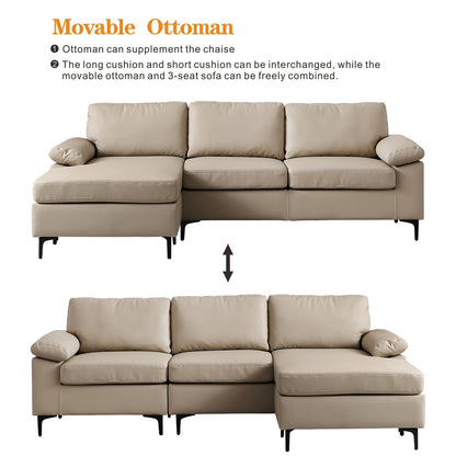 Canapé méridienne réversible OVIOS avec coussins moelleux et pieds en métal