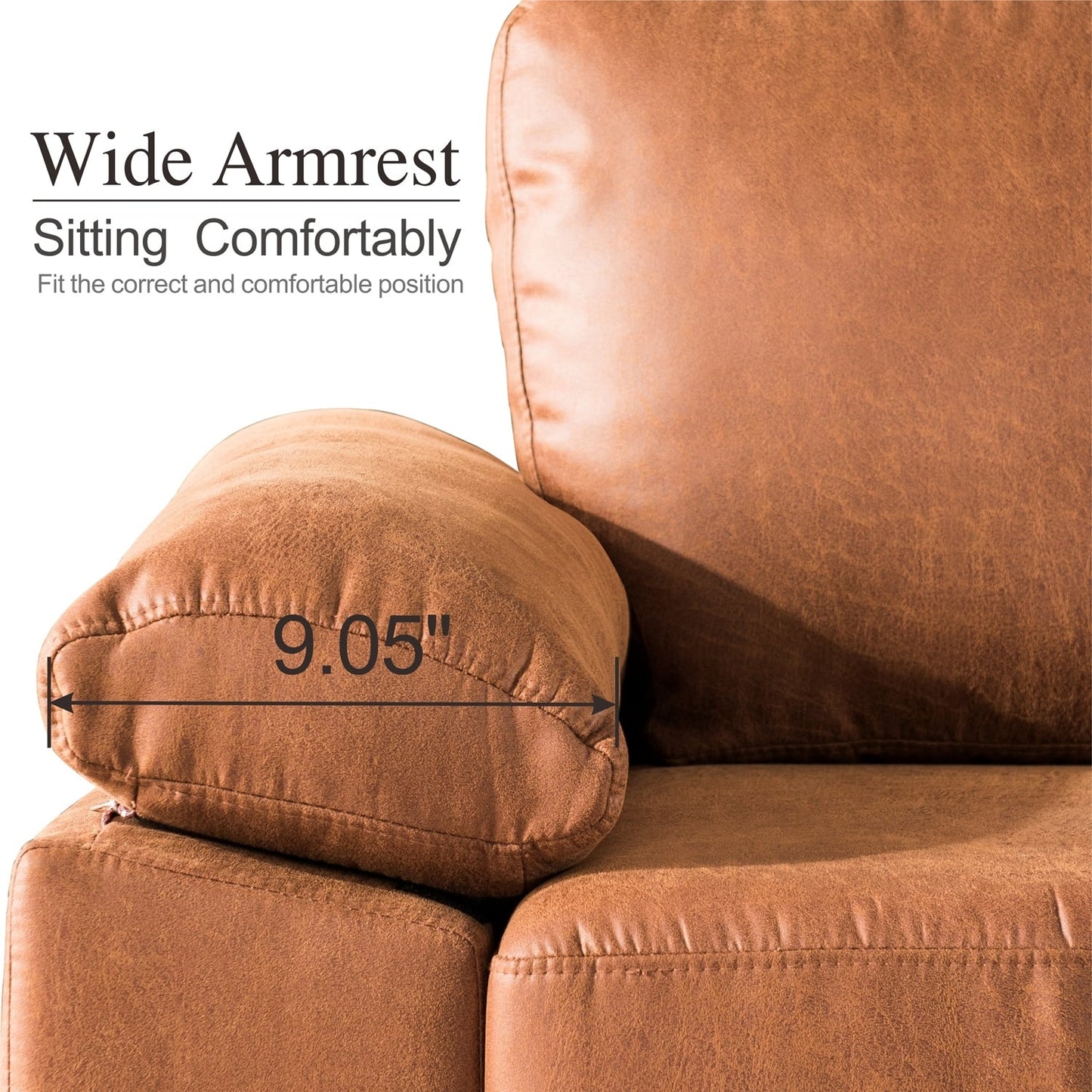 Canapé méridienne réversible OVIOS avec coussins moelleux et pieds en métal