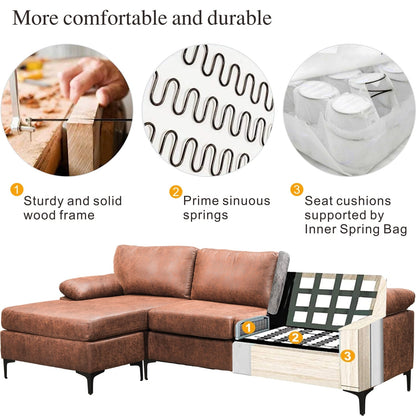 Canapé méridienne réversible OVIOS avec coussins moelleux et pieds en métal